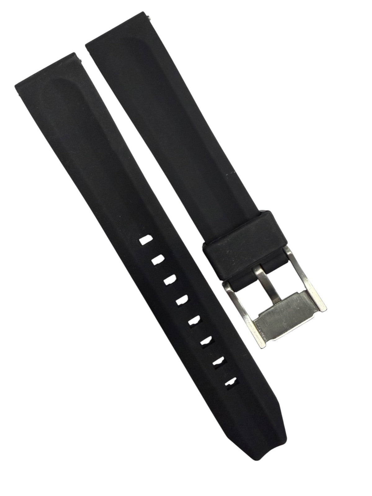 High-Quality Black & Orange Pattern Silicone Flat Stitched Watch Band 20/22/24MM