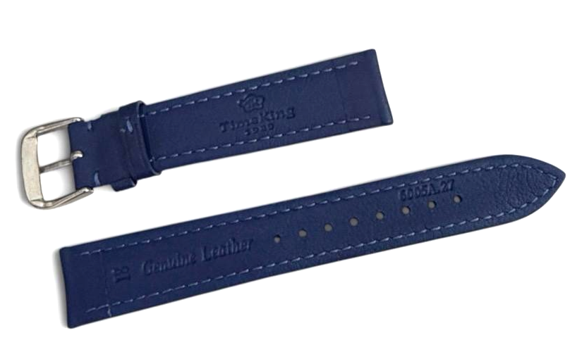 18mm Time King Blue Genuine Leather Watch Strap Band
