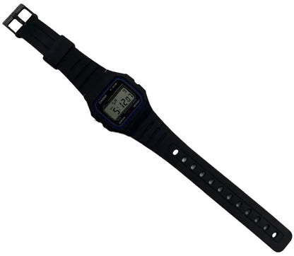 Casio Silicone Strap Black Alarm 593 F-91W Day Date