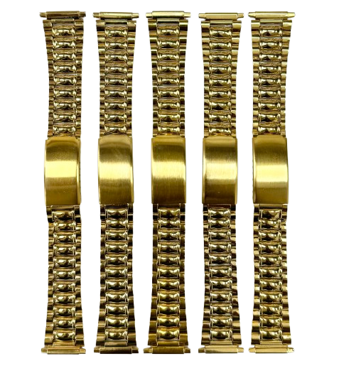 Load image into Gallery viewer, 16-20MM Oyster Style Gold Tone Stainless Steel Band with regular fold-over clasp
