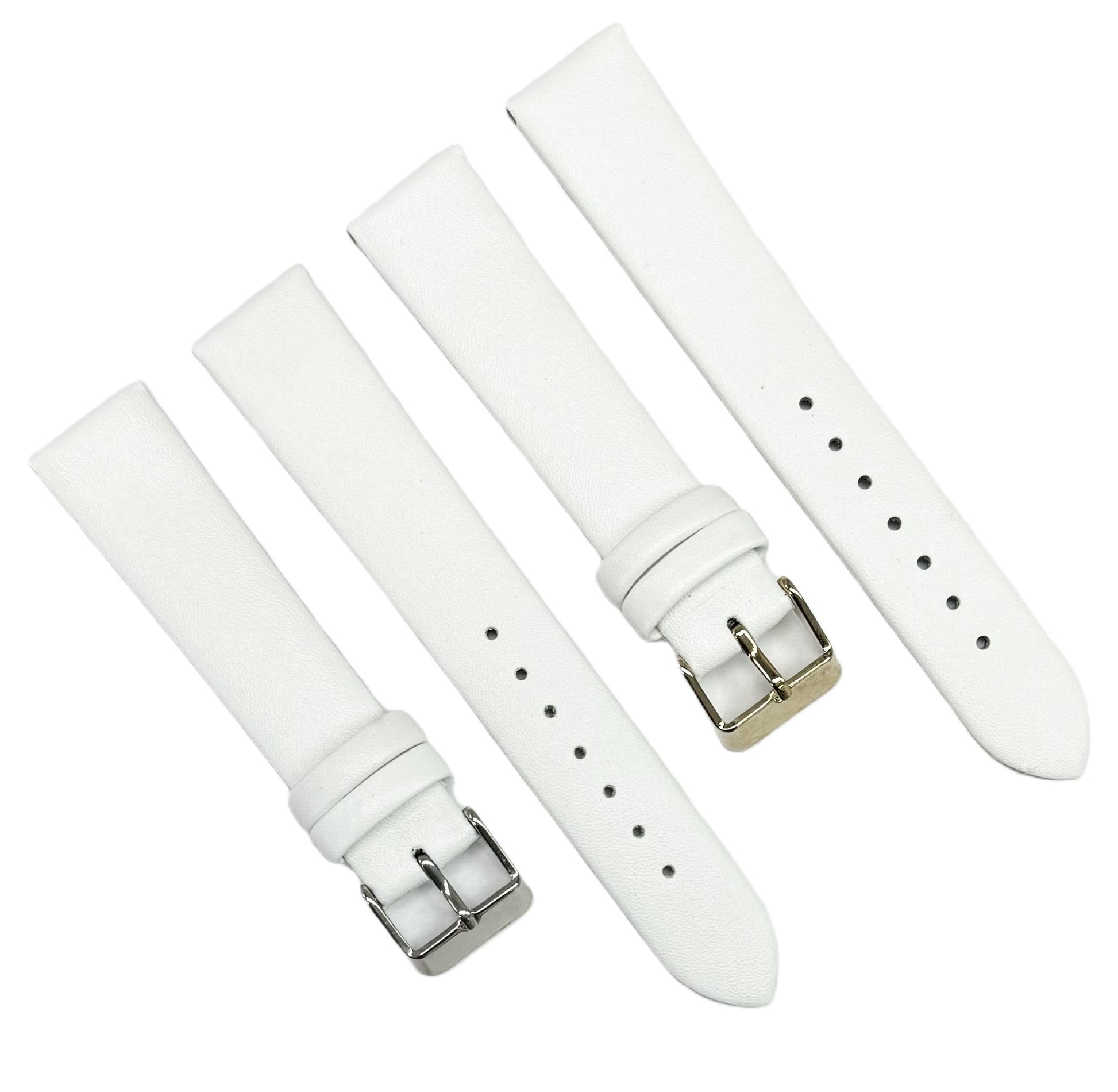 12 to 26mm Italian Genuine Leather Plain Classic White Watch Band with No Stitching - Universal Jewelers & Watch Tools Inc.