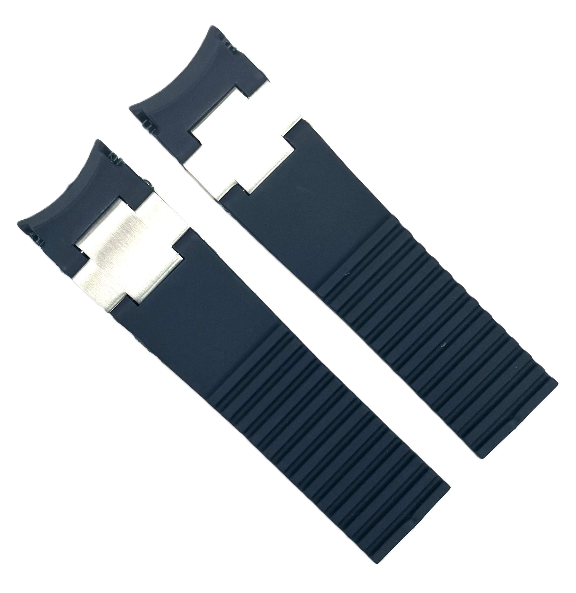 22mm Blue Curved Rubber Watch Band for ULYSSE NARDIN Maxi Marine Watches - Universal Jewelers & Watch Tools Inc.