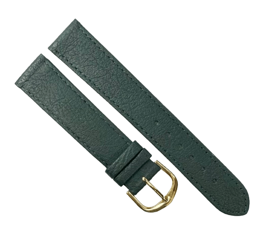 18 MM Flat D.Green Genuine Leather Plain Grain Watch Band, Stitched (A1 Quality) - Universal Jewelers & Watch Tools Inc.