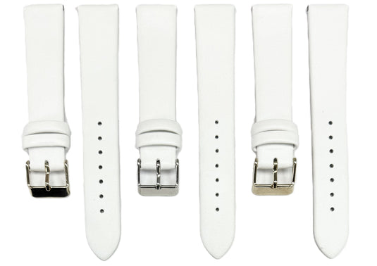 12 to 26mm Italian Genuine Leather Plain Classic White Watch Band with No Stitching