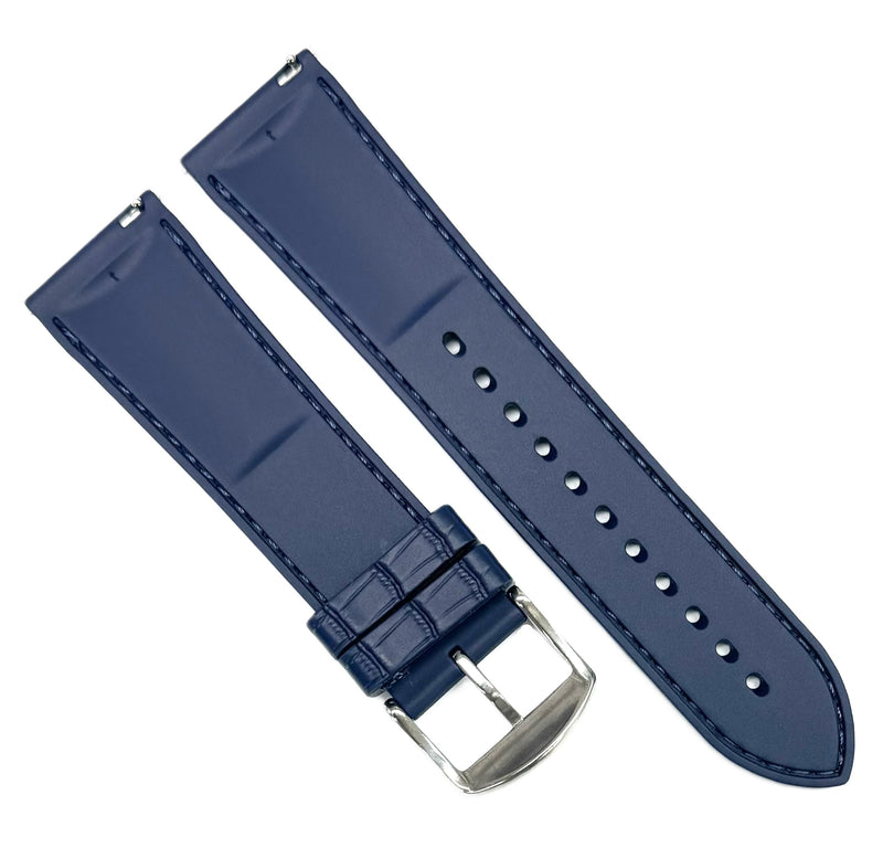 Load image into Gallery viewer, 20-22mm New FKM Fluorine Rubber, Blue Watch Band with Alligator Grain
