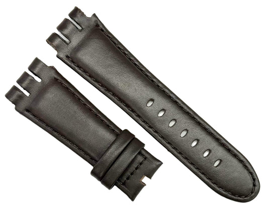23mm Genuine Leather, Brown Plain Watch Band for SWATCH Watches, Padded & Stitched - Universal Jewelers & Watch Tools Inc.