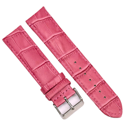 Watch Band Pink Genuine Leather Alligator Grain Padded, Stitched, 12mm - 22mm - Universal Jewelers & Watch Tools Inc.