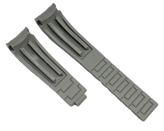 20mm Curved-End Vulcanized Rubber Watch Band for ROLEX Watches, Gray Color