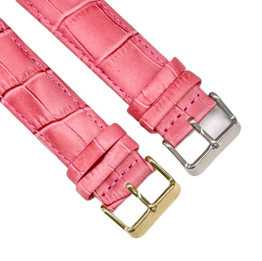 Watch Band Pink Genuine Leather Alligator Grain Padded, Stitched, 12mm - 22mm - Universal Jewelers & Watch Tools Inc.