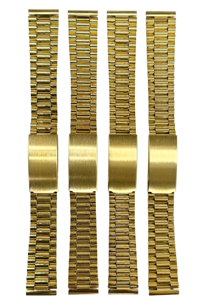 Load image into Gallery viewer, 18MM Classic President Style Gold Color Stainless Steel Watch Bands with Regular Clasp
