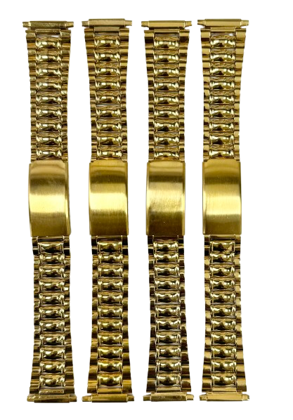 Load image into Gallery viewer, 16-20MM Oyster Style Gold Tone Stainless Steel Band with regular fold-over clasp
