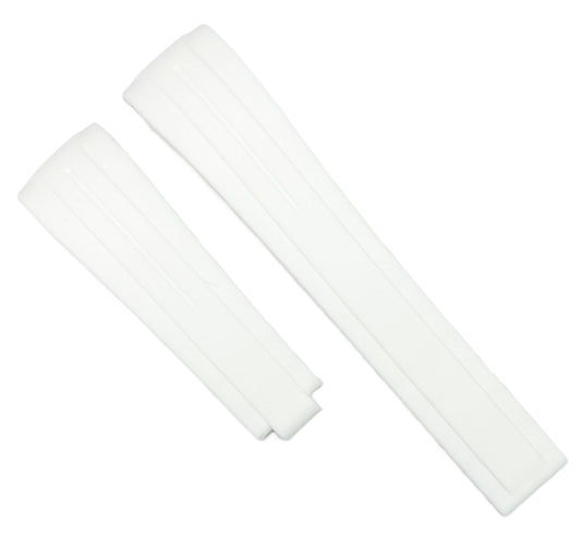 20mm Curved-End Vulcanized Rubber Watch Band for ROLEX Watches, White Color