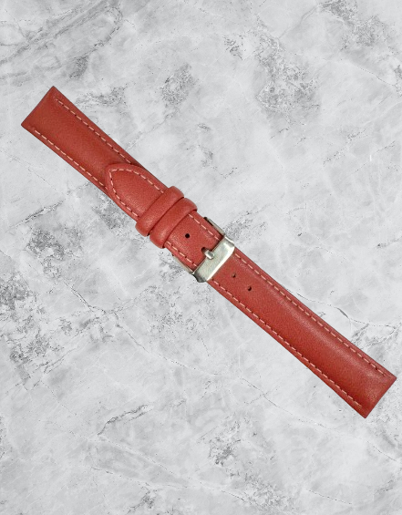 Load image into Gallery viewer, 16-30mm Genuine Leather Plain RED watch band with white stitches, padded
