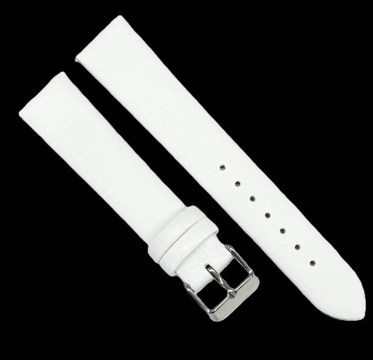 12 to 26mm Italian Genuine Leather Plain Classic White Watch Band with No Stitching