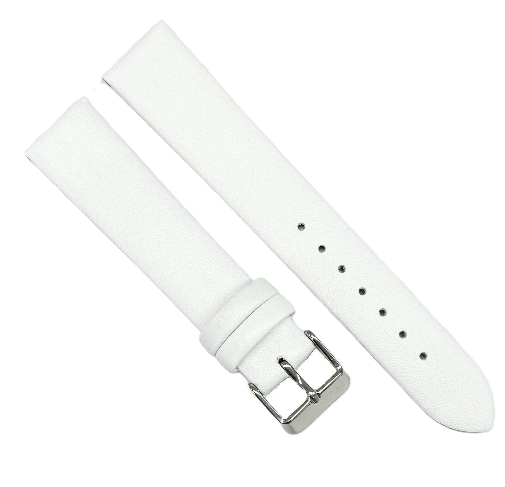12 to 26mm Italian Genuine Leather Plain Classic White Watch Band with No Stitching - Universal Jewelers & Watch Tools Inc.