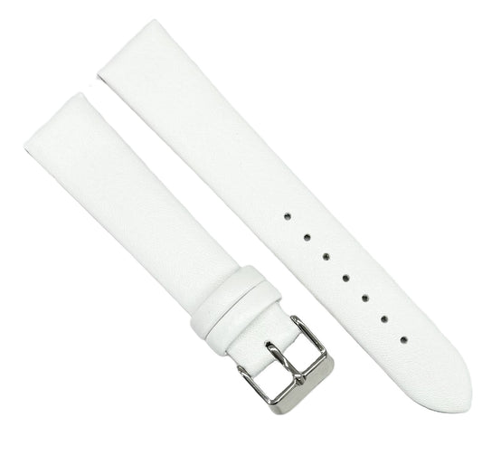 12 to 26mm Italian Genuine Leather Plain Classic White Watch Band with No Stitching - Universal Jewelers & Watch Tools Inc.
