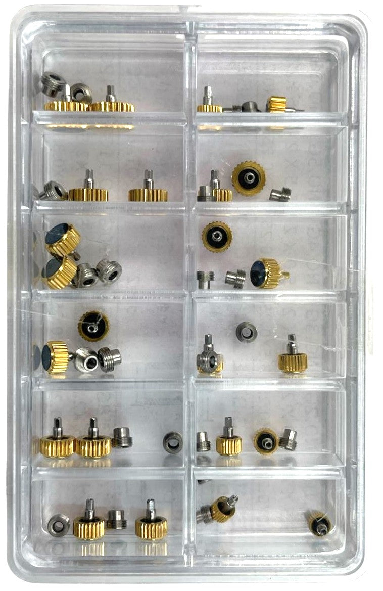 Load image into Gallery viewer, 24 Pcs Gold-colored Screw Crown with Tube for High-end Watches
