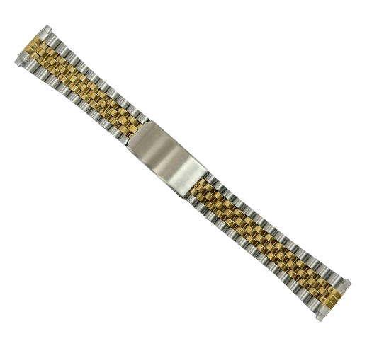 16-22 MM Jubilee 2-tone (GOLD & SILVER) Metal Band with Regular Fold Over Clasp