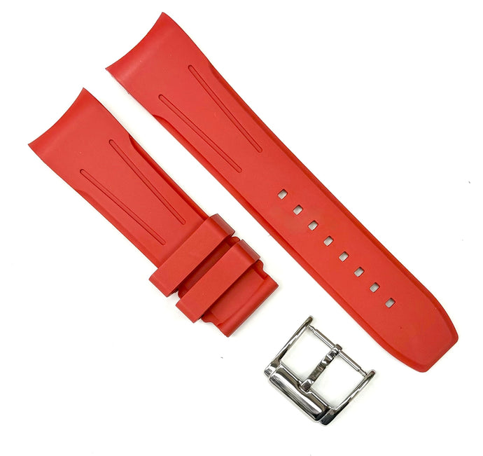 18-24mm, High Quality FKM Fluorine Rubber Red Watch Band