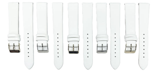 12 to 26mm Italian Genuine Leather Plain Classic White Watch Band with No Stitching