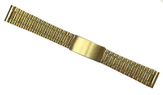 18MM Classic President Style Gold Color Stainless Steel Watch Bands with Regular Clasp