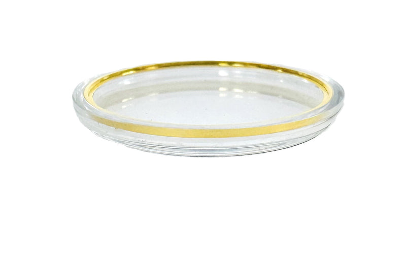 Load image into Gallery viewer, 31.3mm Acrylic Crystal with Gold Tension Ring, SEIKO Style Flat Top
