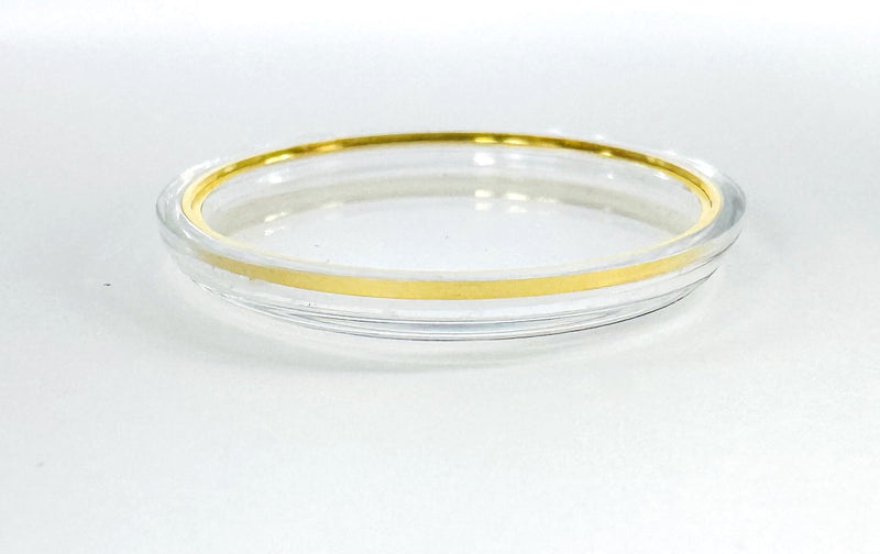 Load image into Gallery viewer, 30.7mm Acrylic Crystal with Gold Tension Ring, SEIKO Style Flat Top
