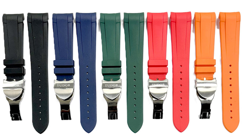 Load image into Gallery viewer, 22mm High-Quality Rubber TUDOR Watch Band with Deployment Buckle
