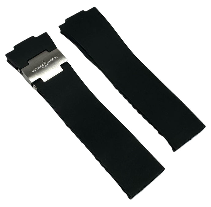 12x25x20 mm Plain Black Rubber Ulysse Nardin Watch Band for Marine Diver