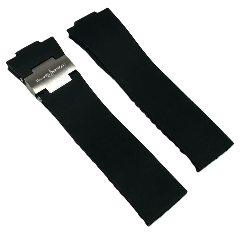 Load image into Gallery viewer, 12x25x20 mm Plain Black Rubber Ulysse Nardin Watch Band for Marine Diver
