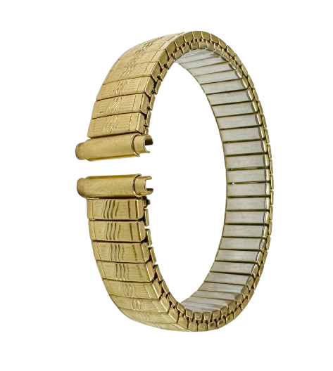 9-12MM Vintage Classic Style Textured Gold Color Stretch Band for Ladies Watches