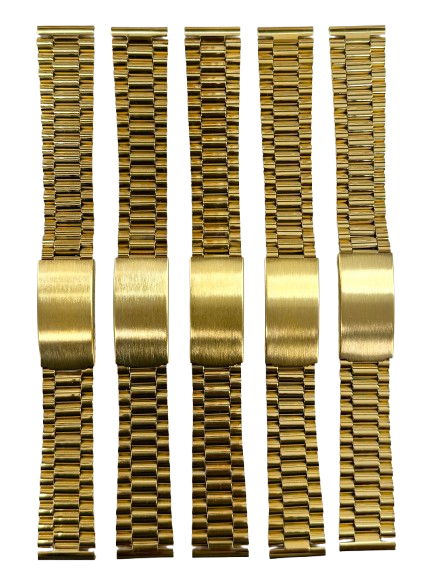 Load image into Gallery viewer, 18MM Classic President Style Gold Color Stainless Steel Watch Bands with Regular Clasp
