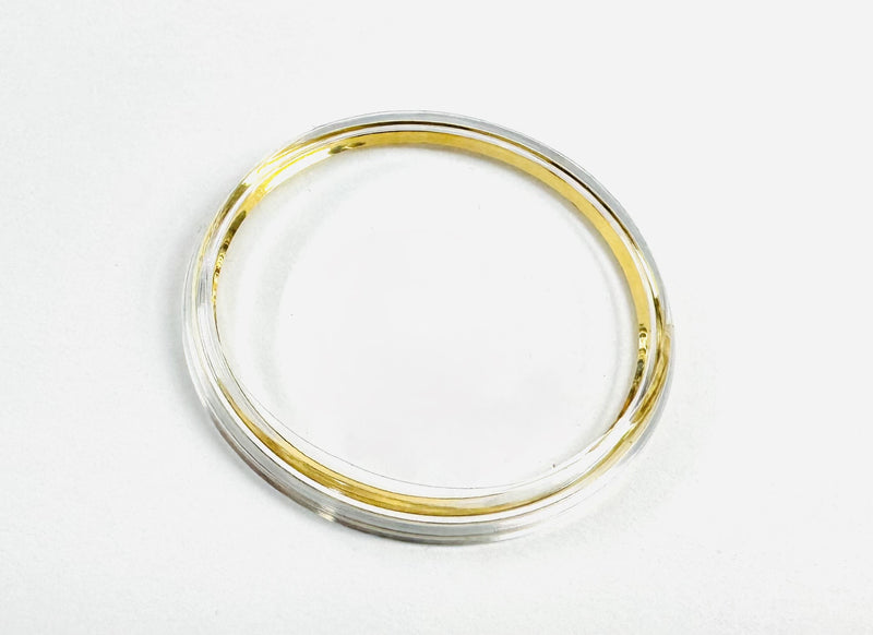 Load image into Gallery viewer, 30.6mm Acrylic Crystal with Gold Tension Ring, SEIKO Style Flat Top
