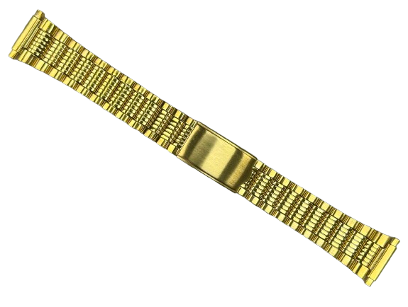 Load image into Gallery viewer, 16-22MM Textured Oyster Style Gold Tone Stainless Steel Band with fold-over clasp
