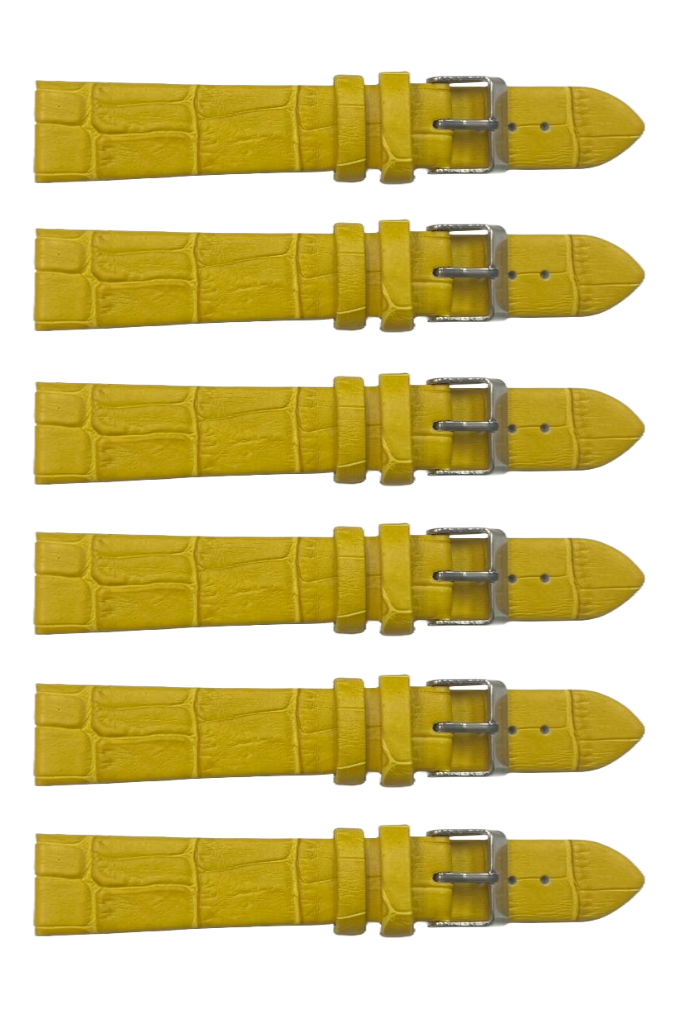 Load image into Gallery viewer, 6PCS YELLOW Leather Flat Unstitched Alligator Grain Watch Band Sizes 12MM-24MM
