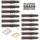 12PCS BROWN Leather Flat Unstitched Alligator Grain Watch Band Sizes 12MM - 24MM - Universal Jewelers & Watch Tools Inc.