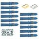 12PCS BLUE Leather Flat Unstitched Alligator Grain Watch Band Sizes 12MM - 24MM - Universal Jewelers & Watch Tools Inc.