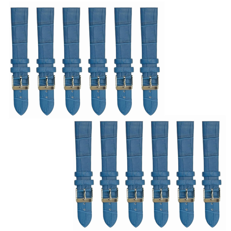 Load image into Gallery viewer, 12PCS BLUE Leather Flat Unstitched Alligator Grain Watch Band Sizes 12MM-24MM
