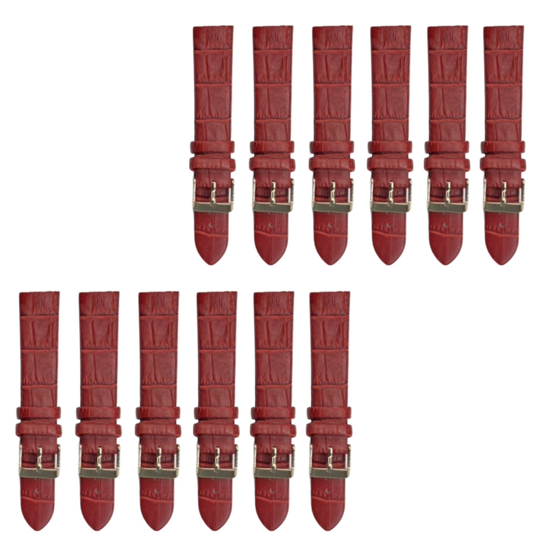 Load image into Gallery viewer, 12PCS RED Leather Flat Unstitched Alligator Grain Watch Band Sizes 12MM-24MM
