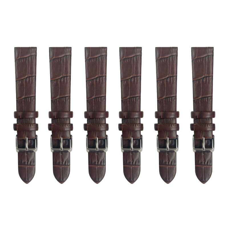 Load image into Gallery viewer, 6PCS BROWN Leather Flat Unstitched Alligator Grain Watch Band Sizes 12MM-24MM
