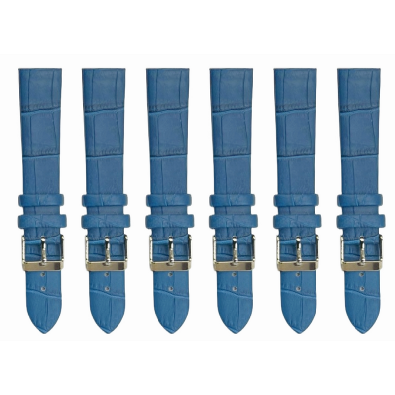 Load image into Gallery viewer, 6PCS BLUE Leather Flat Unstitched Alligator Grain Watch Band Sizes 12MM-24MM
