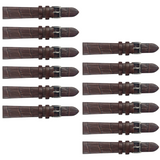 12PCS BROWN Leather Flat Unstitched Alligator Grain Watch Band Sizes 12MM-24MM