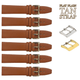 6PCS TAN BROWN Leather Flat Plain Unstitched Watch Band Sizes 18MM - 24MM - Universal Jewelers & Watch Tools Inc.