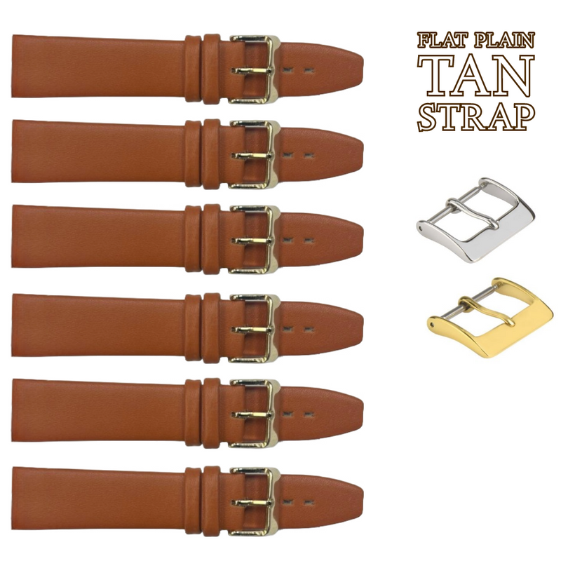 Load image into Gallery viewer, 6PCS TAN BROWN Leather Flat Plain Unstitched Watch Band Sizes 18MM-24MM
