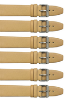 6PCS Light BROWN Leather Flat Plain Unstitched Watch Band Sizes 18MM-24MM