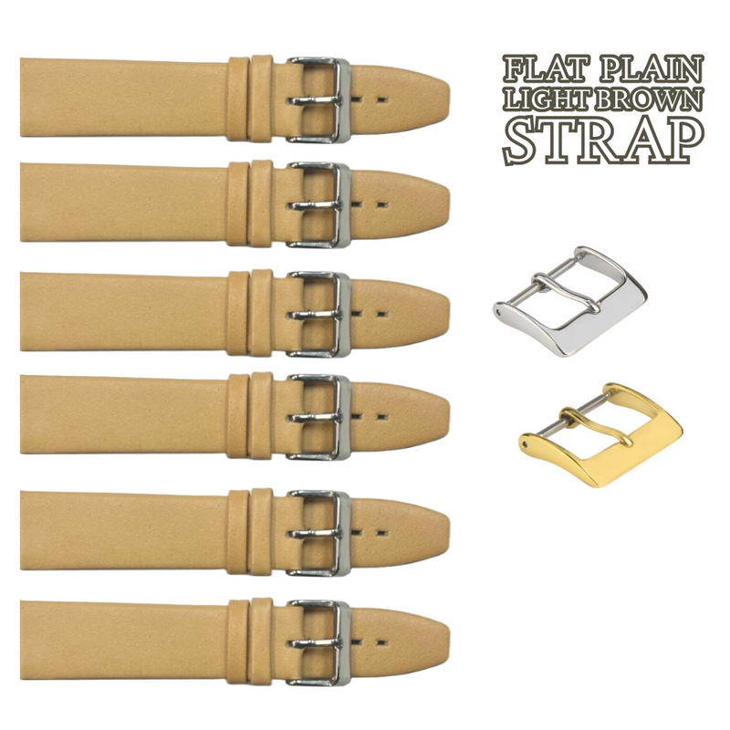 Load image into Gallery viewer, 6PCS Light BROWN Leather Flat Plain Unstitched Watch Band Sizes 18MM-24MM
