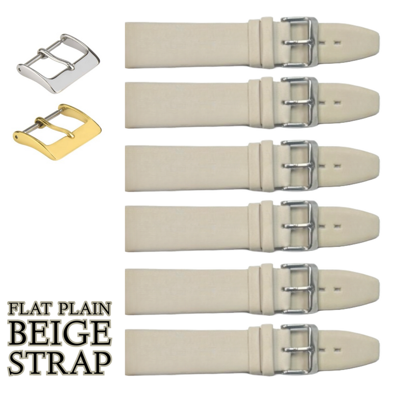 Load image into Gallery viewer, 6PCS BEIGE Leather Flat Plain Unstitched Watch Band Sizes 18MM-22MM
