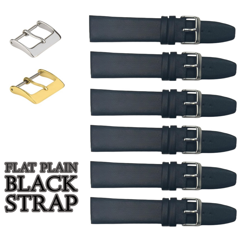 Load image into Gallery viewer, 6PCS Black Leather Flat Plain Unstitched Watch Band Sizes 8MM-26MM
