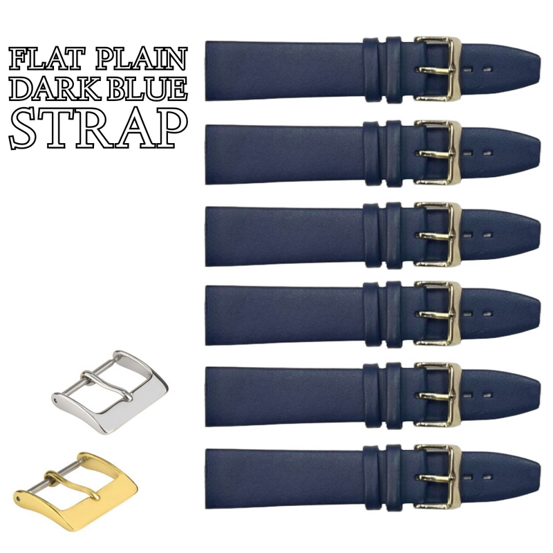 Load image into Gallery viewer, 6PCS Dark Blue Leather Flat Plain Unstitched Watch Band Sizes 18MM-24MM
