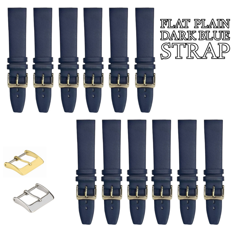 Load image into Gallery viewer, 12PCS Dark Blue Leather Flat Plain Unstitched Watch Band Sizes 18MM-24MM
